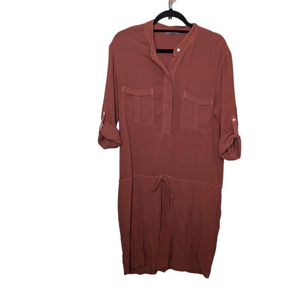 James Perse Rust/Terracotta Midi Shirt Dress